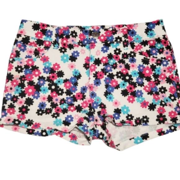 Daisy Floral Print Design Flower Button Shorts - Size 10 - Picture 1 of 6